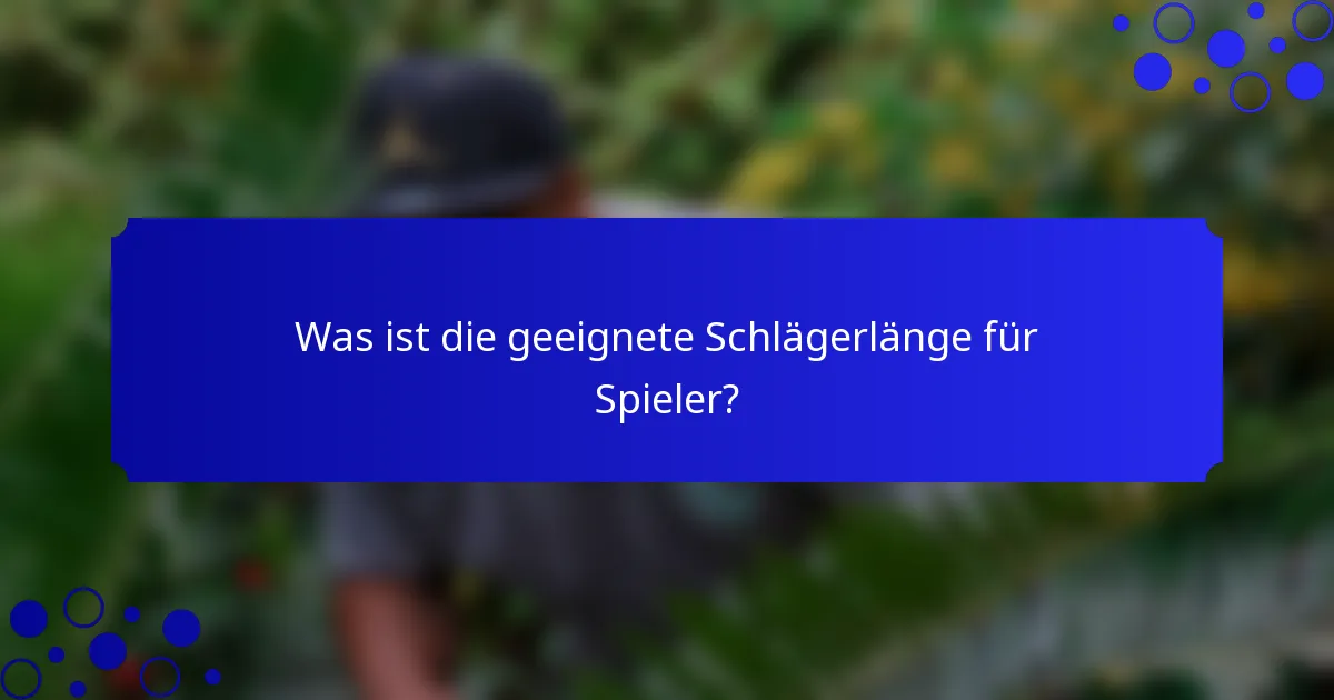 Was ist die geeignete Schlägerlänge für Spieler?