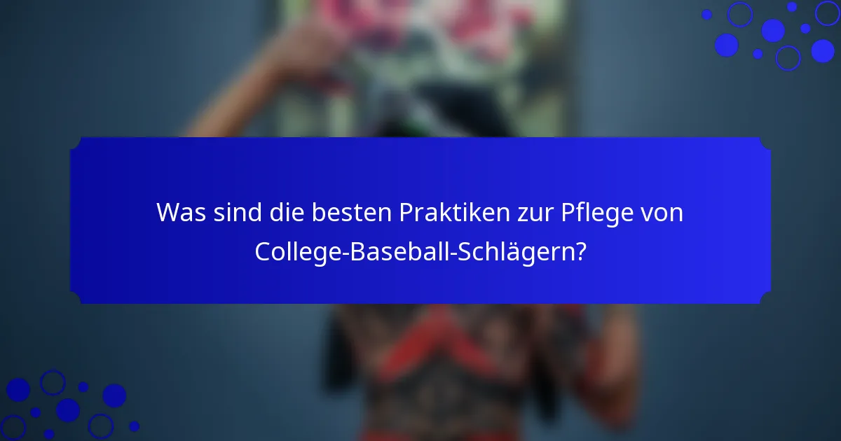 Was sind die besten Praktiken zur Pflege von College-Baseball-Schlägern?