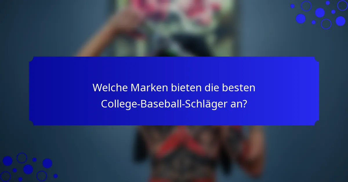 Welche Marken bieten die besten College-Baseball-Schläger an?