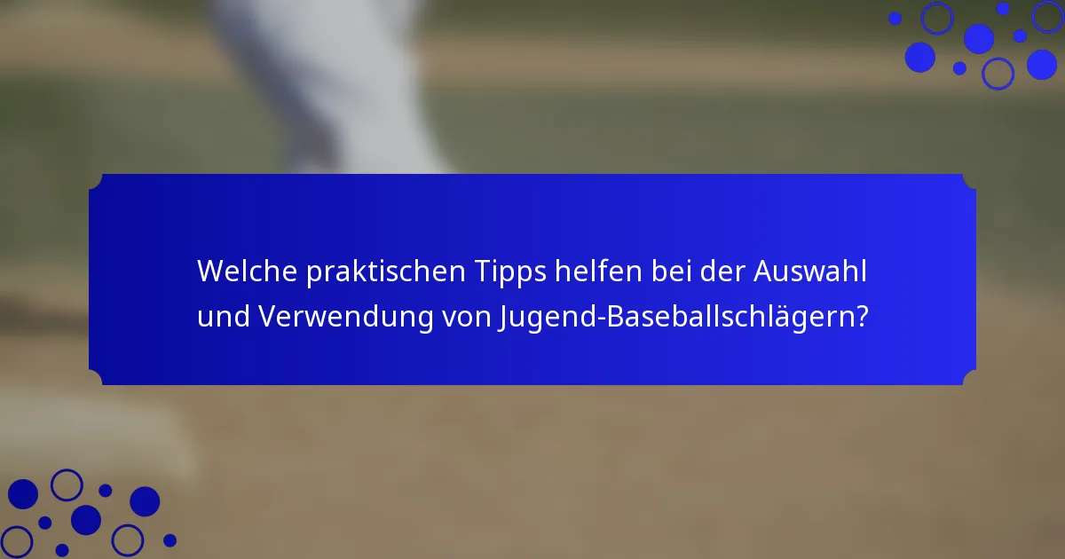Welche praktischen Tipps helfen bei der Auswahl und Verwendung von Jugend-Baseballschlägern?