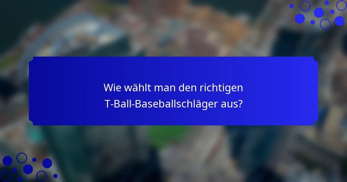 Wie wählt man den richtigen T-Ball-Baseballschläger aus?